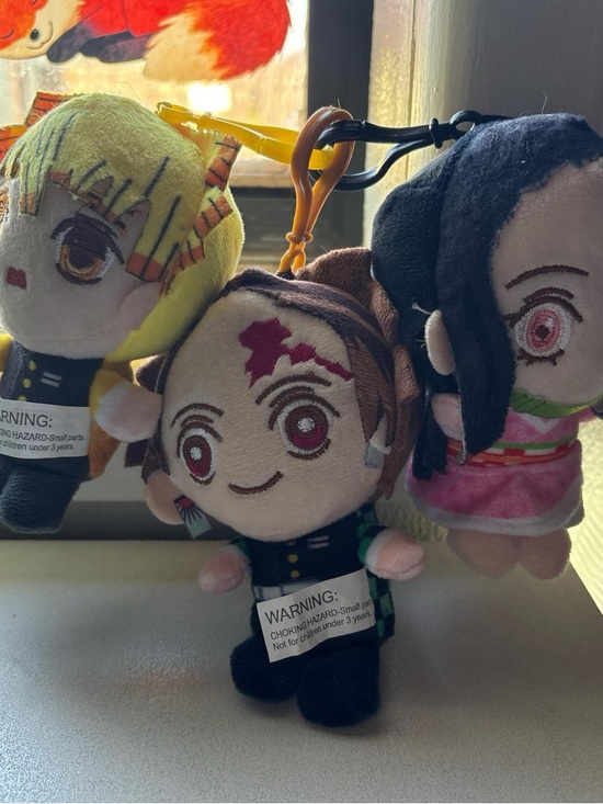Demon Slayer Other - Plush Keychain Trio - Anime Character Mini Plush (Brown, Black, Yellow)